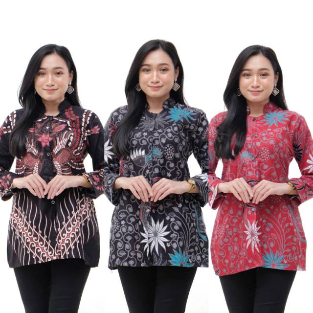 Jual Tey-17 Batik Wanita ASJ SA HRB026 Kenongo Kemeja Tosca Pendek ...