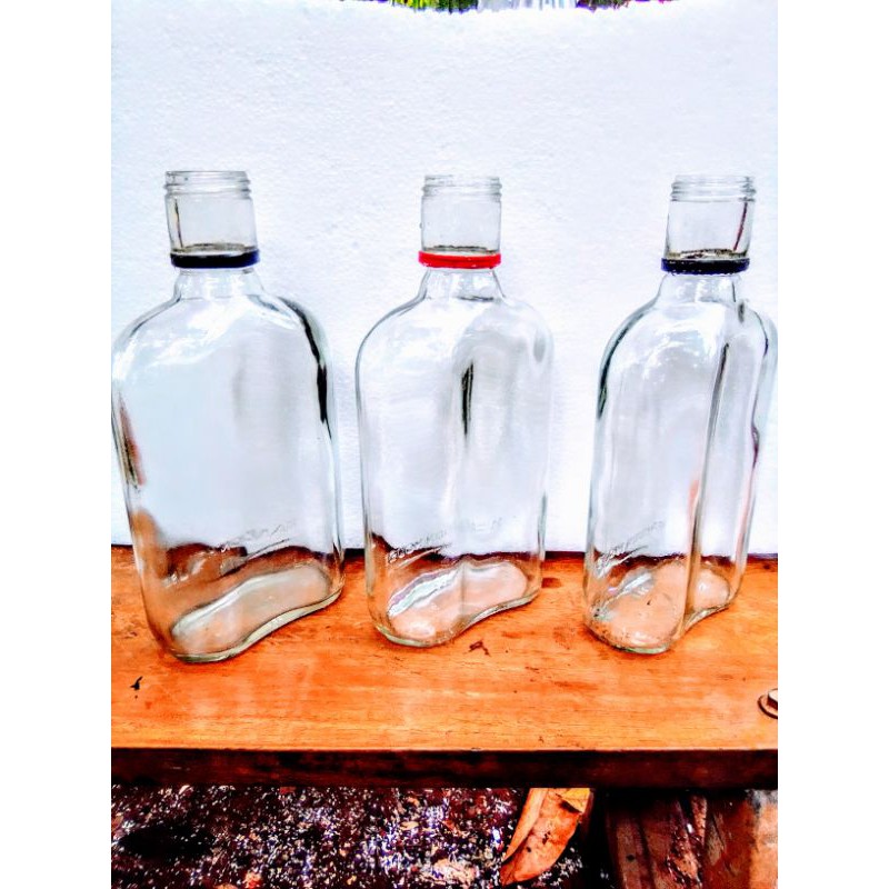 Jual Botol kaca gepeng bekas 250 mL isi 5 botol | Shopee Indonesia