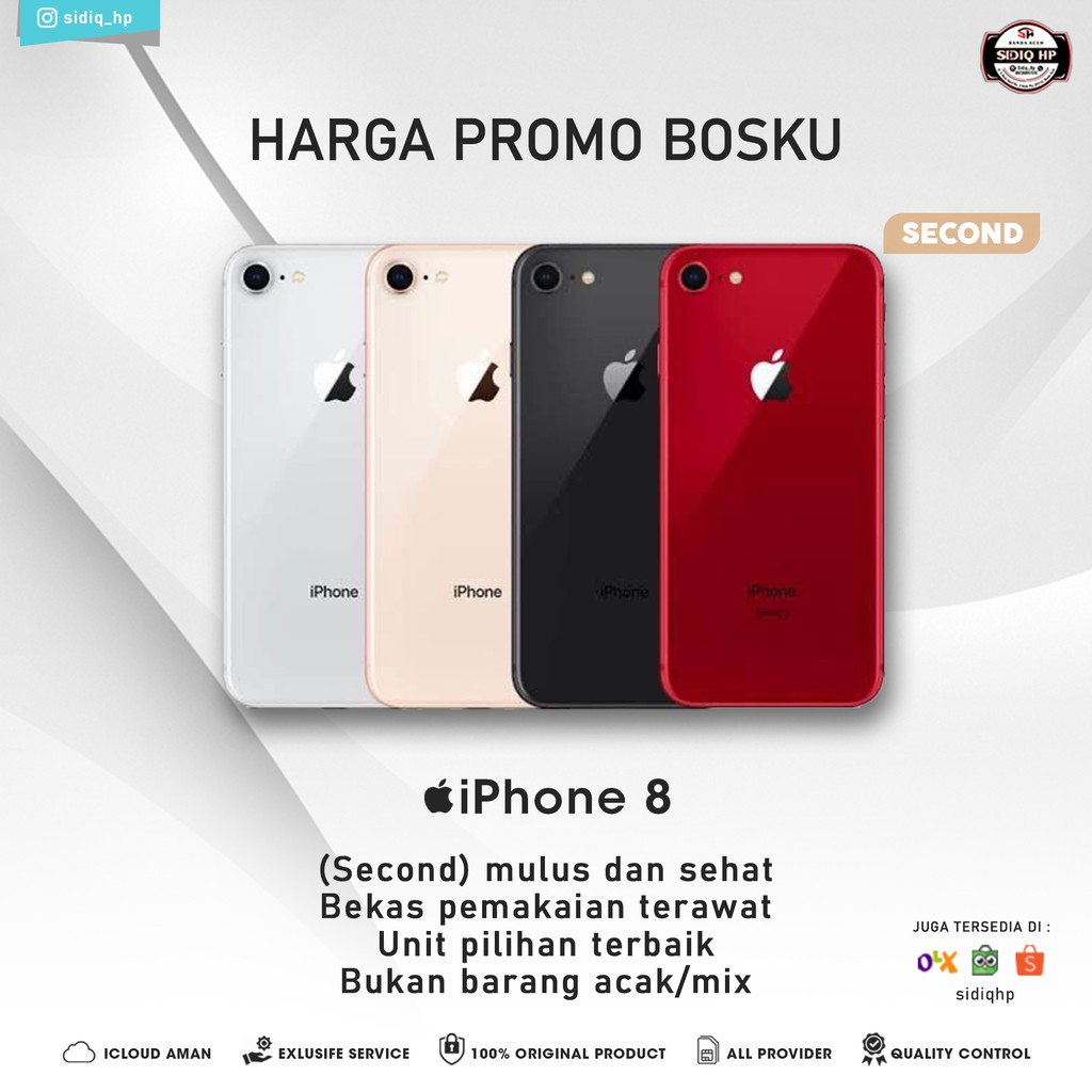 Jual IPhone 8 Second Bekas Pemakaian Like New Original 100% | Shopee ...