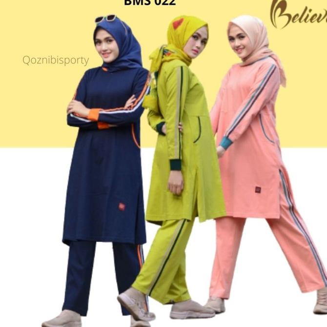 Jual Perempuan Wanita Baju Senam BMS Stelan Muslimah Sport Seragam ...