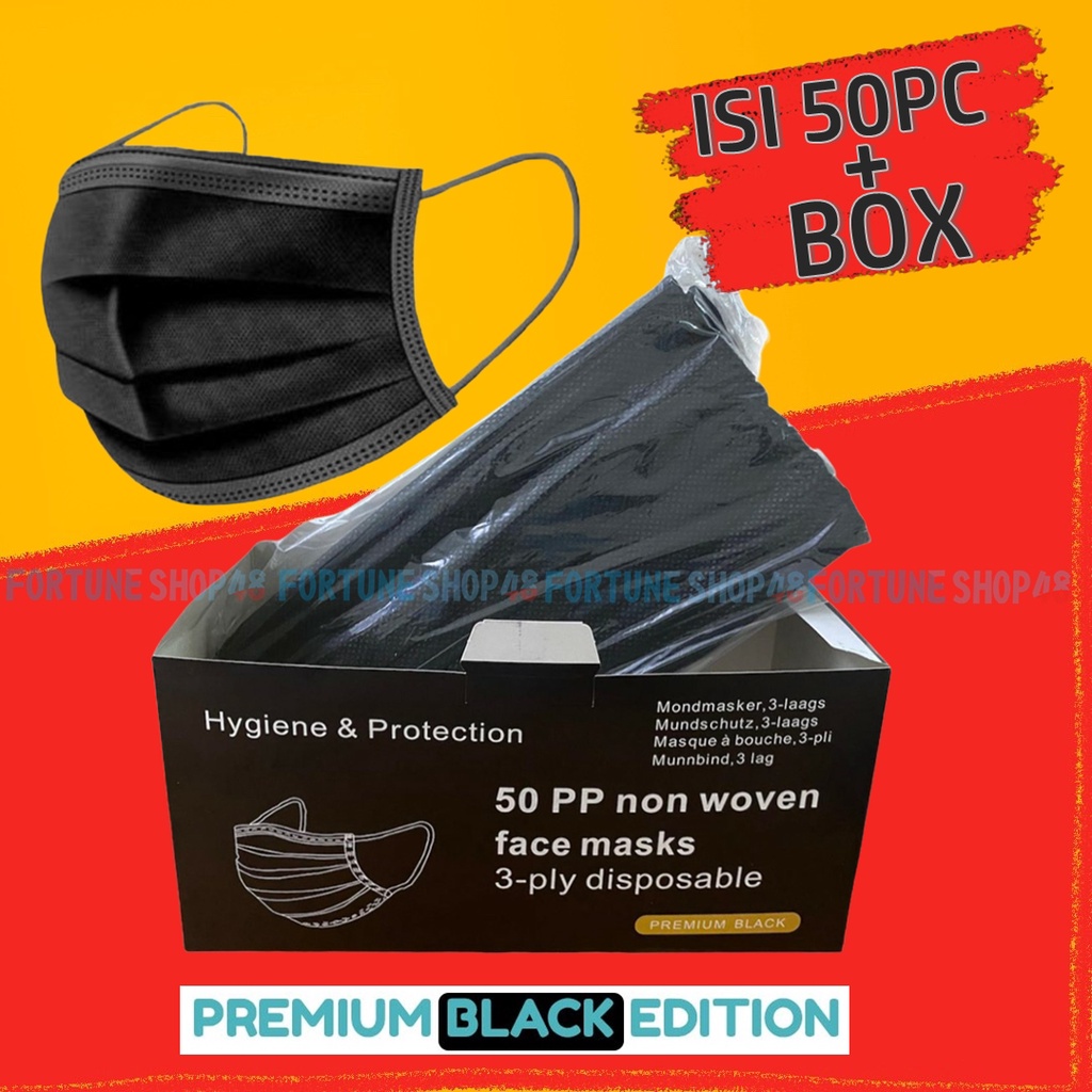 Jual MASKER 3 PLY HITAM ISI 50PCS | Shopee Indonesia