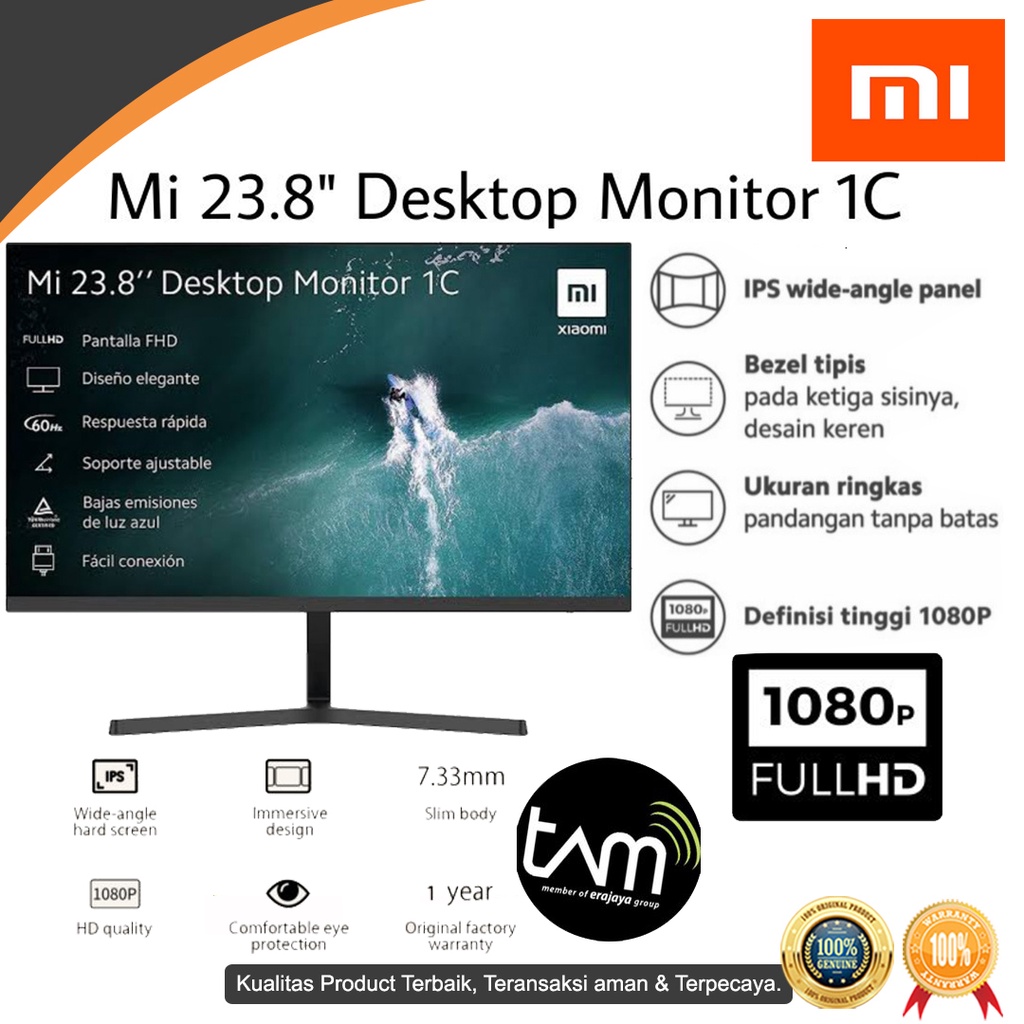 Jual Xiaomi Mi 23.8 Inch Desktop Monitor 1C Full HD Redmi 1A Garansi ...