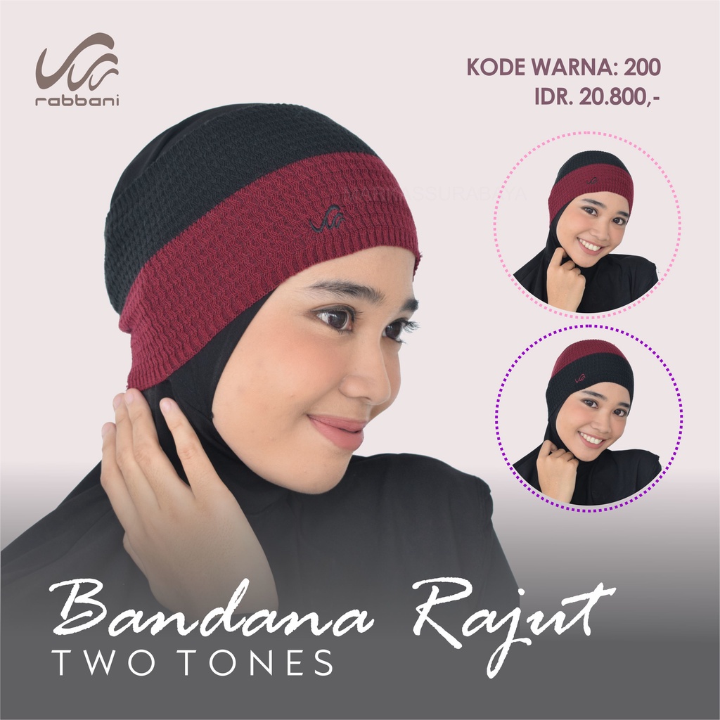 Jual BANDANA RAJUT TWO TONE NK2 RABBANI ORI (BELAKANG TERBUKA) | Shopee ...