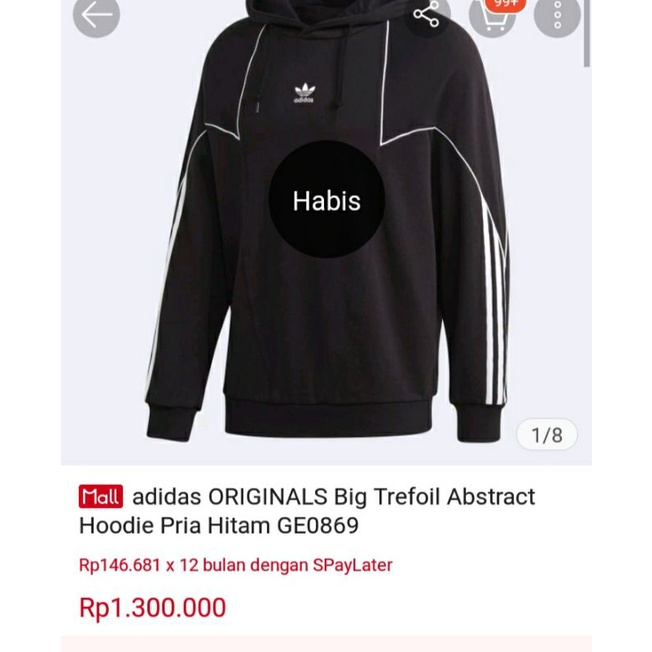 size XS US tinggi 160cm adidas Big Trefoil Abstract Hoodie GE0869