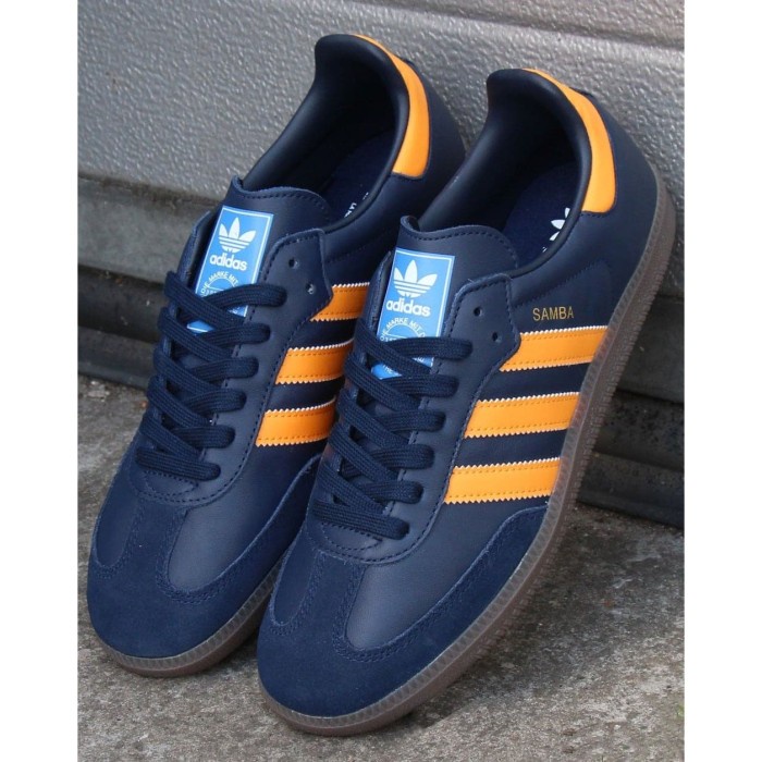 Adidas samba navy on sale orange