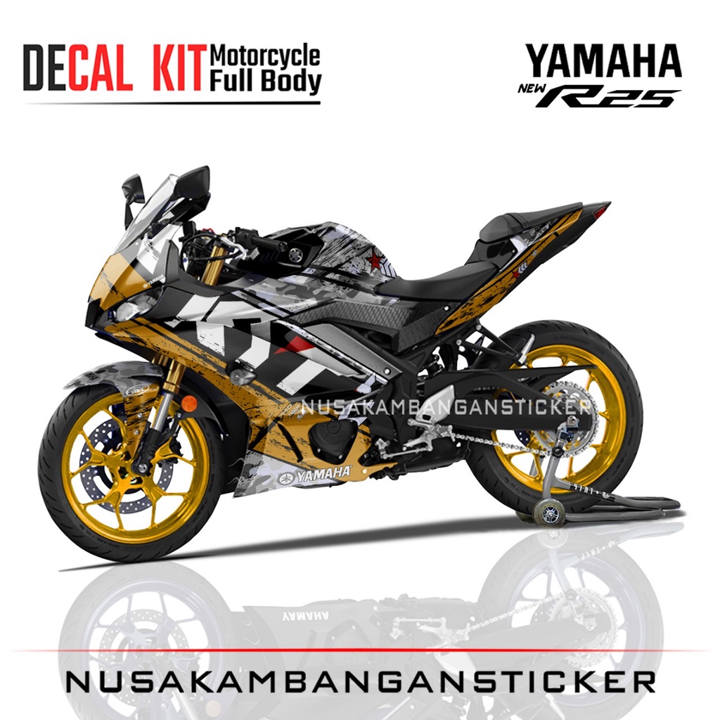 Jual Stiker Decal Motor Yamaha R25 New Full Body Kuning KYT Grafis ...