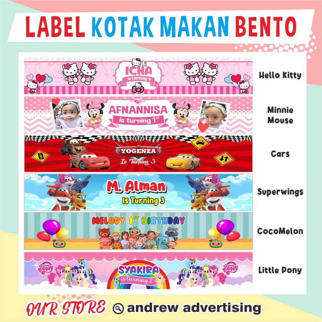 Jual LABEL BENTO / LABEL AQIQAH / LABEL NASI BENTO ULTAH MURAH | Shopee ...