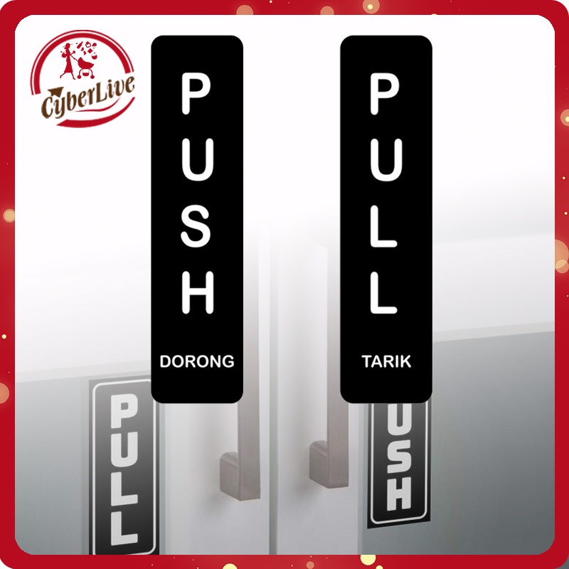 Jual 1 Sepasang Door Sticker Akrilik Push Pull Door Sign Dorong Tarik