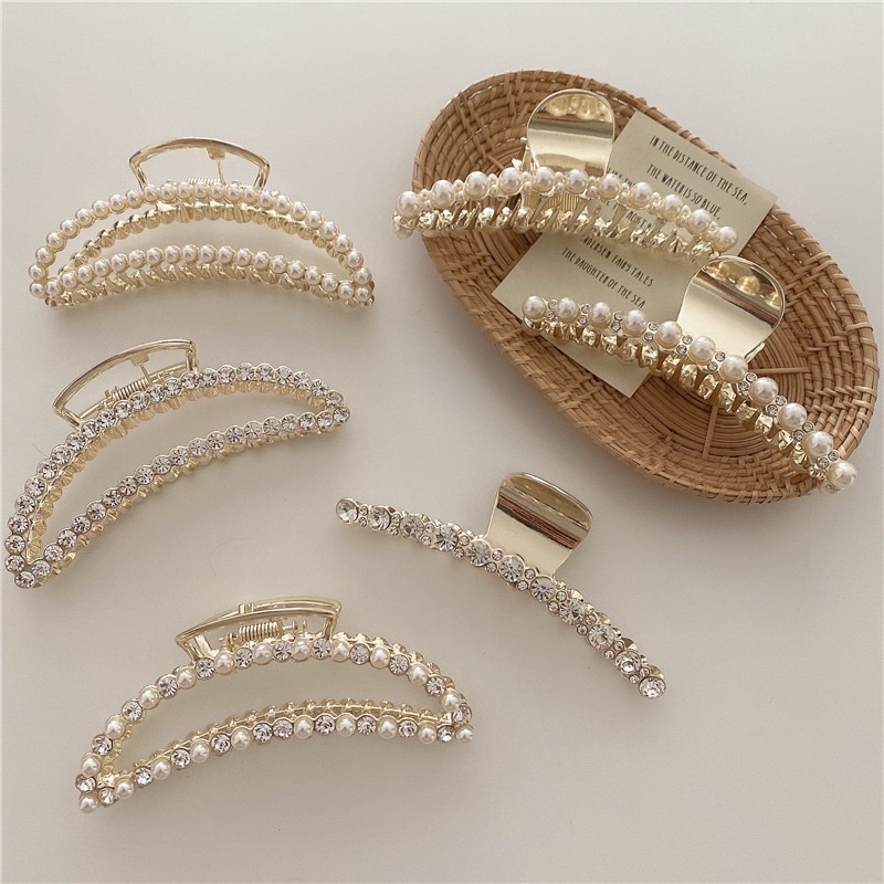 Jual Town Shell - Raven Claw Korean Pearl Metal Hair Claw / Jepit ...