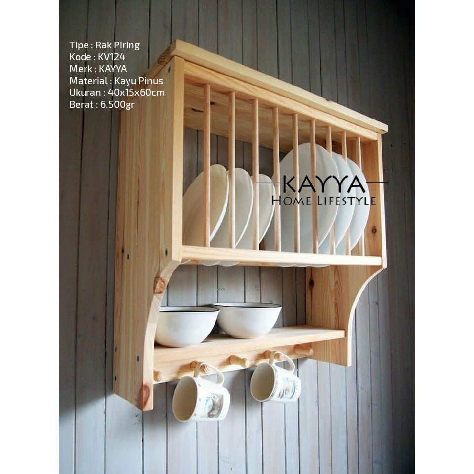 Jual Rak Piring Kayu By Kayya Kv Rak Piring Nempel Modern Rak