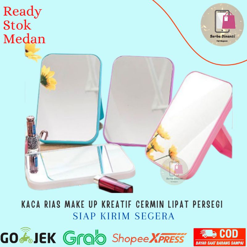 Jual Kaca Rias Make Up Kreatif Cermin Lipat Persegi Portable Beauty ...