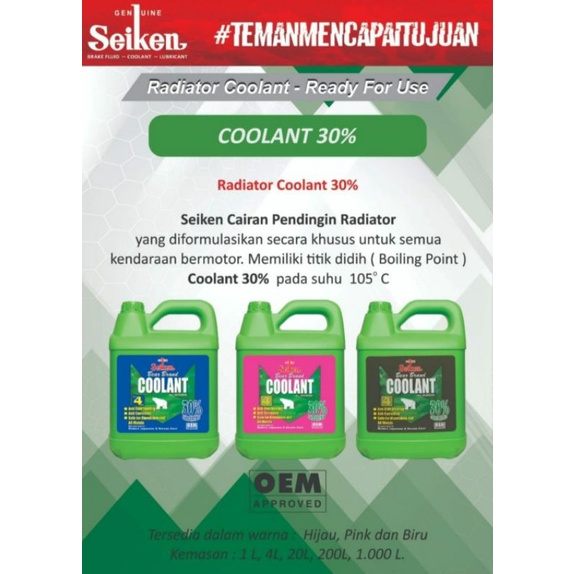 Jual Coolant Air Radiator green 30% isi 4 LT air radiator merk seiken ...