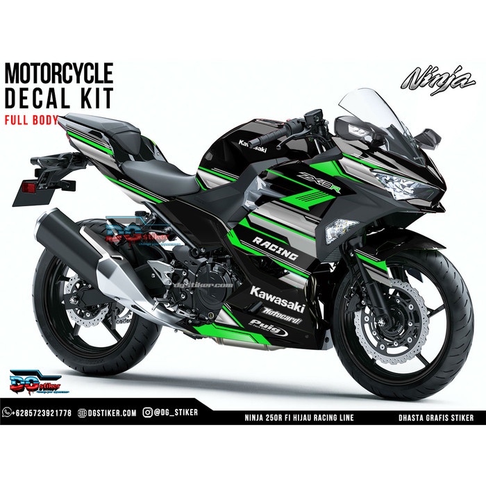 Jual Decal Sticker Ninja 250R FI 2018 Hijau Racing Line DG Stiker ...