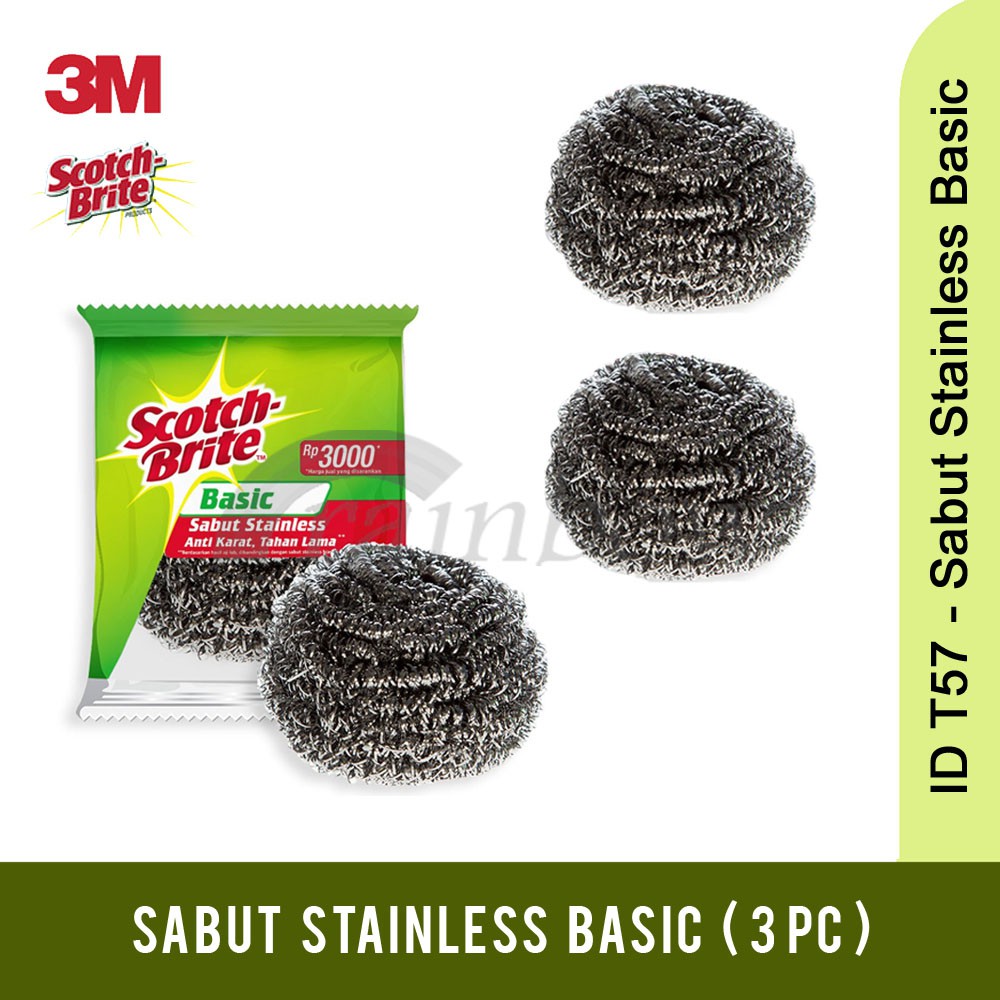 Jual Scotch Brite 3M Sabut Stainless Basic Sabut Kawat Cuci Piring T57 ...