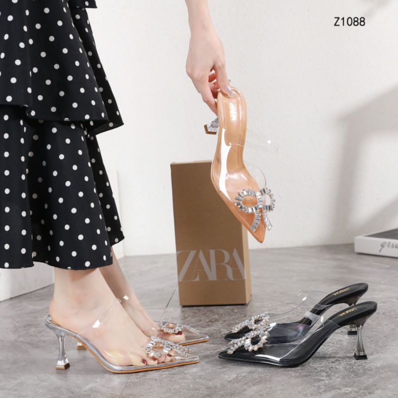 Jual Restock ZARA Vinyl Mules With Shiny Bow Z1088 HB Shopee Indonesia