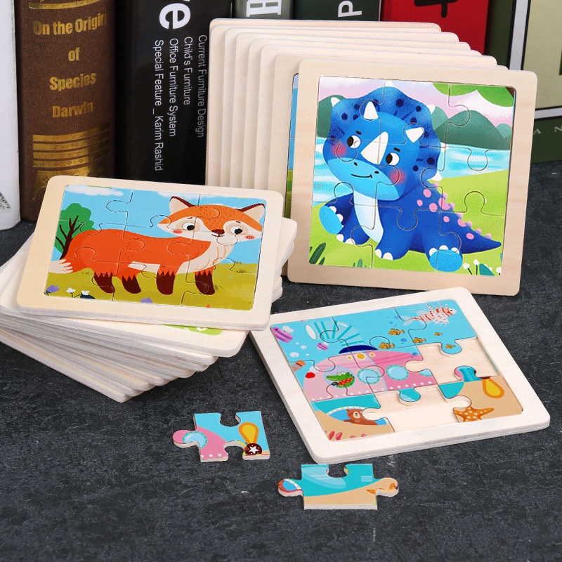 Jual WE Puzzle Jigsaw 9Pcs Puzzle Jigsaw Kayu Anak Karakter Hewan dan ...