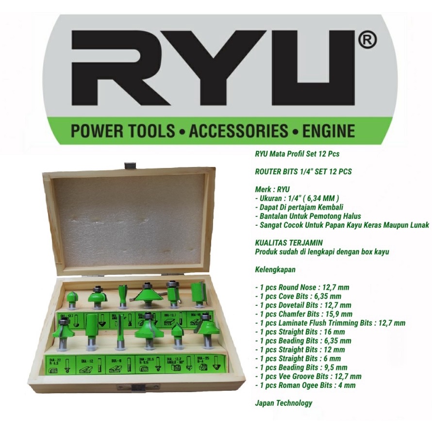 Jual Ryu Mata Profil Kayu Set Pcs Router Trimmer Trimer Bit Shopee