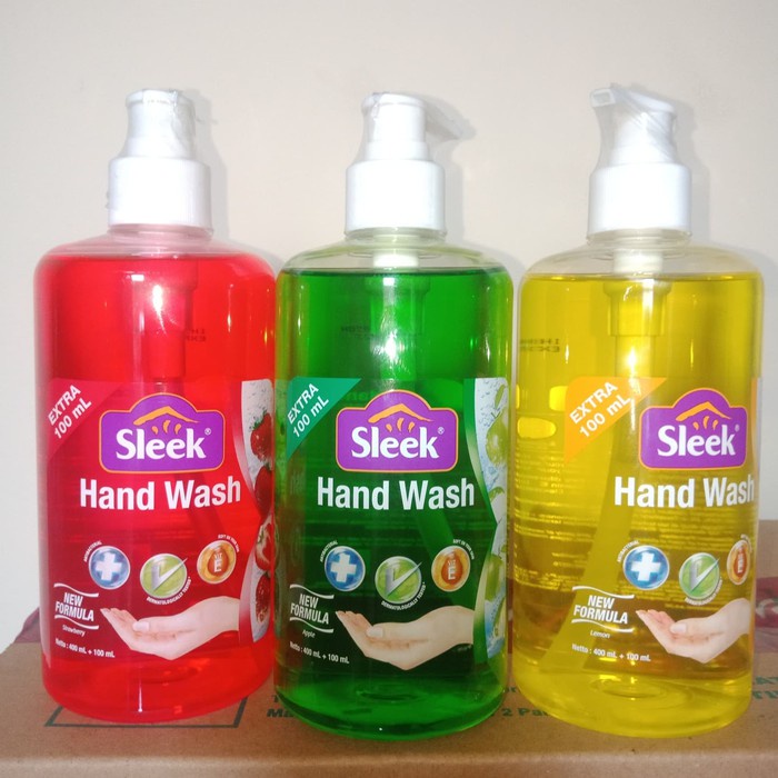 Jual Sleek Hand Wash Anti Bacterial - Pump 500ml / Bottle 500ml / Sleek ...