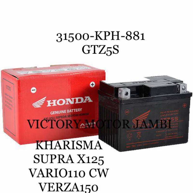 Jual AKI KERING KPH BEAT VARIO 12V 5Ah GTZ5S 31500-KPH-881 HONDA AHM