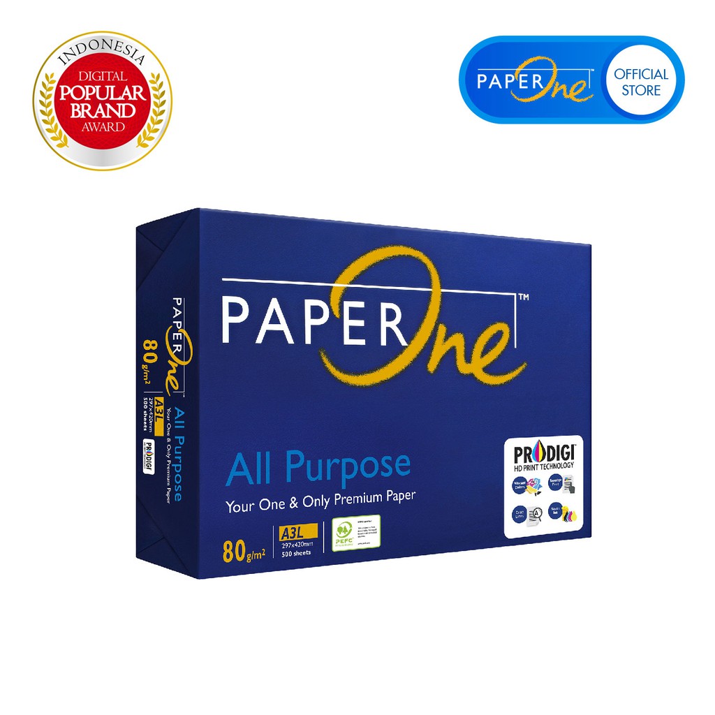 PaperOne Kertas A3 80gr All Purpose 1 Rim (500 lembar) Kertas HVS A3 Kertas Fotocopy (3)