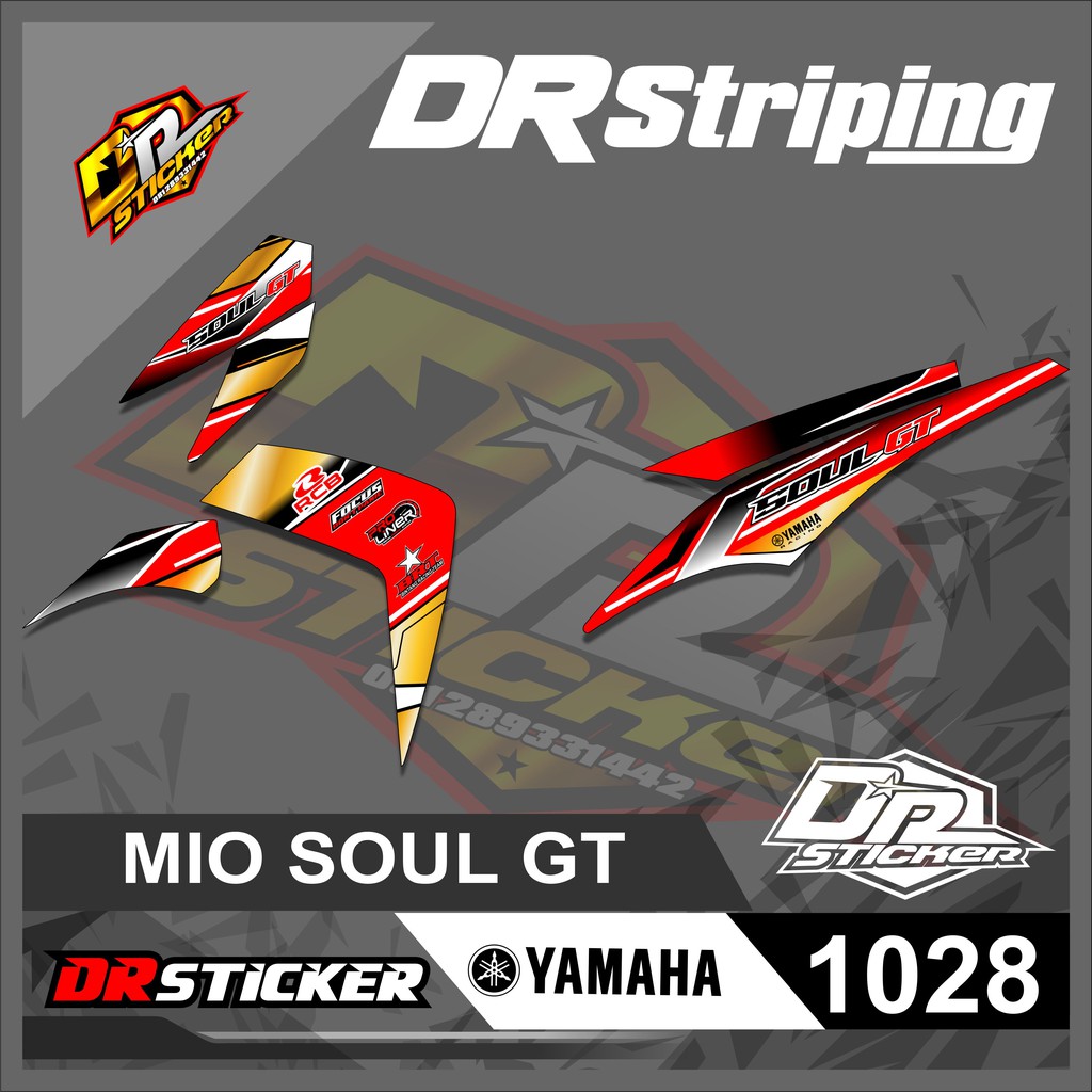 Jual 1028 striping sticker MIO SOUL GT 115 desain gold racing semi full