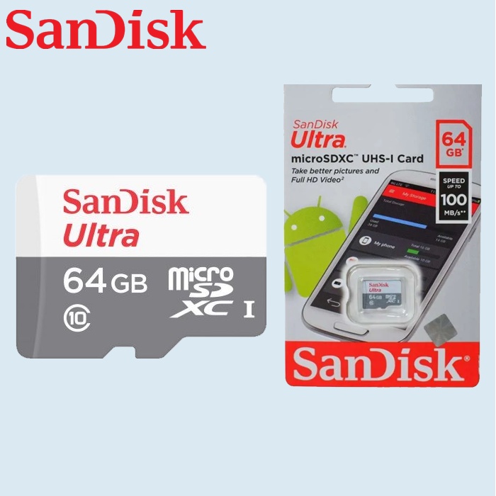 Jual MicroSD Sandisk Ultra 64GB Class 10 100MBPS Micro SD 64 GB Memory ...