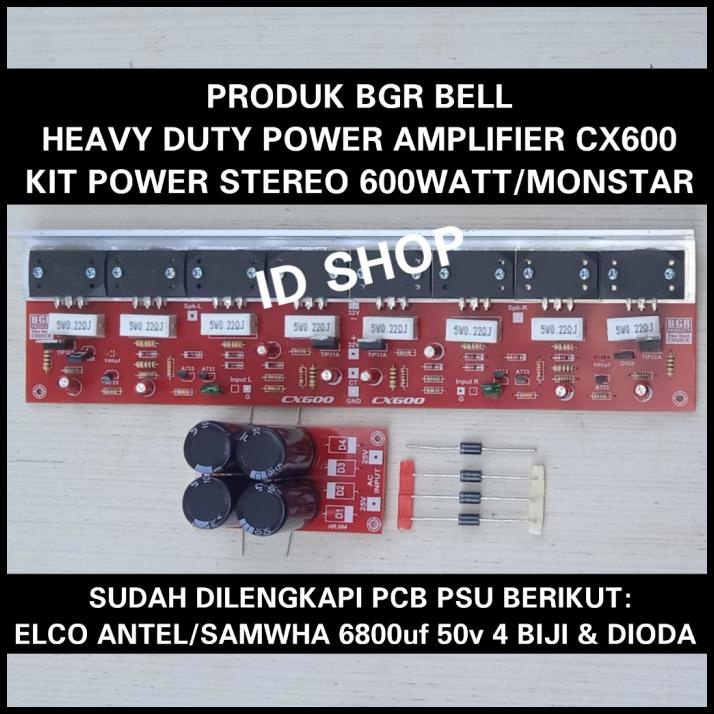 Jual Kit Power Amplifier Stereo 600W Kit Driver Pcb Psu Elco 4 Biji