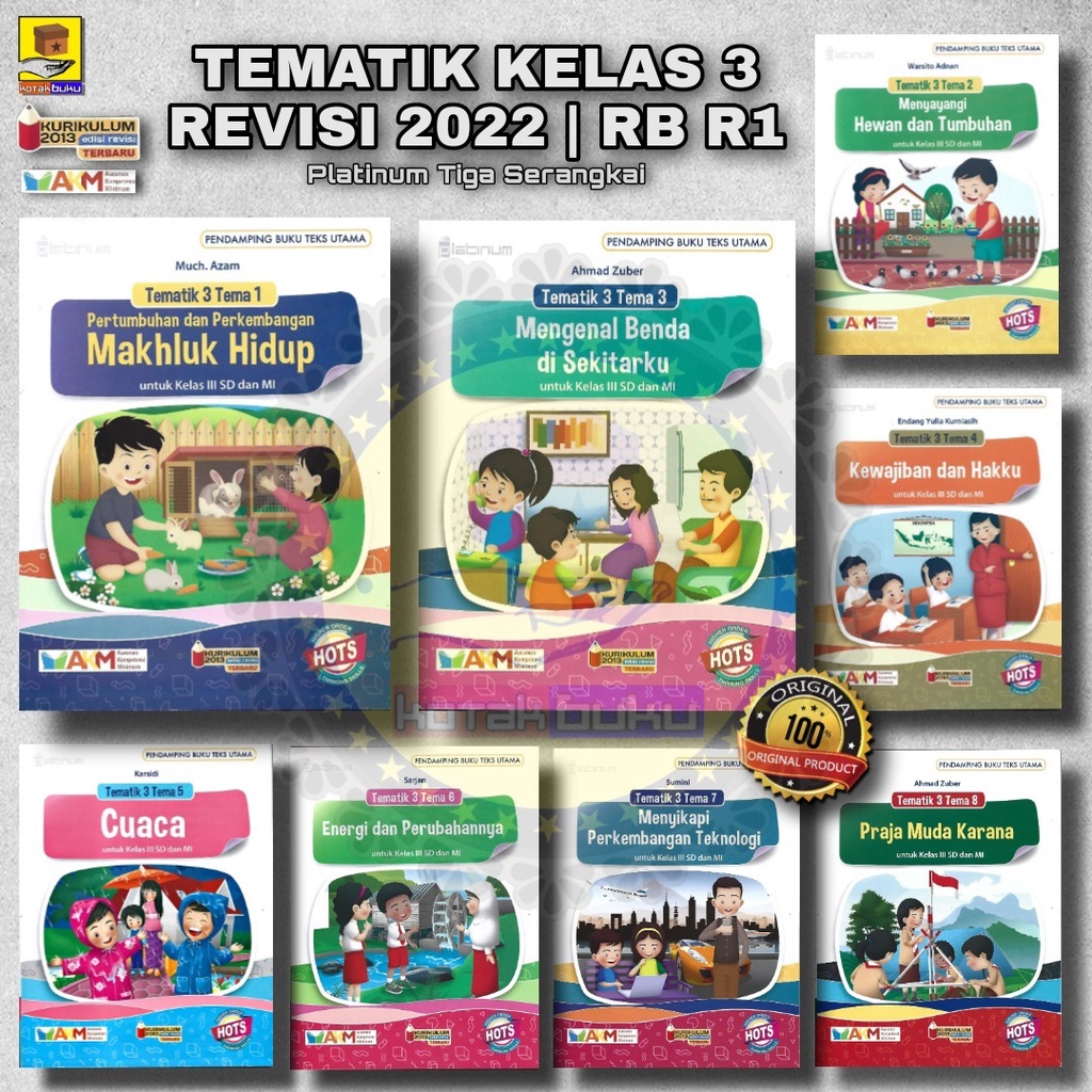 Jual BUKU TEMATIK SD KELAS 3 TEMA 1 2 3 4 5 6 7 8 AKM - HOTS PLATINUM ...