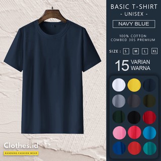 KAOS POLOS BASIC BLUE DENIM COTTON COMBED 30s pria wanita Cotton