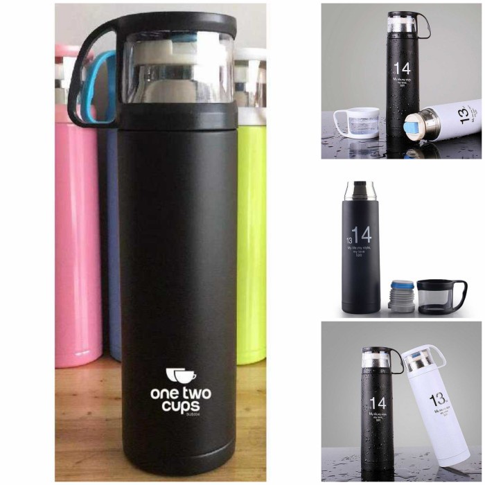 Jual Botol Minum Thermos Dengan Gelas Cup Head 500ml Botol Termos Air ...