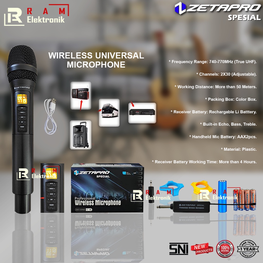 Jual Mic Wireless Zetapro Spesial Universal Microphone Handle