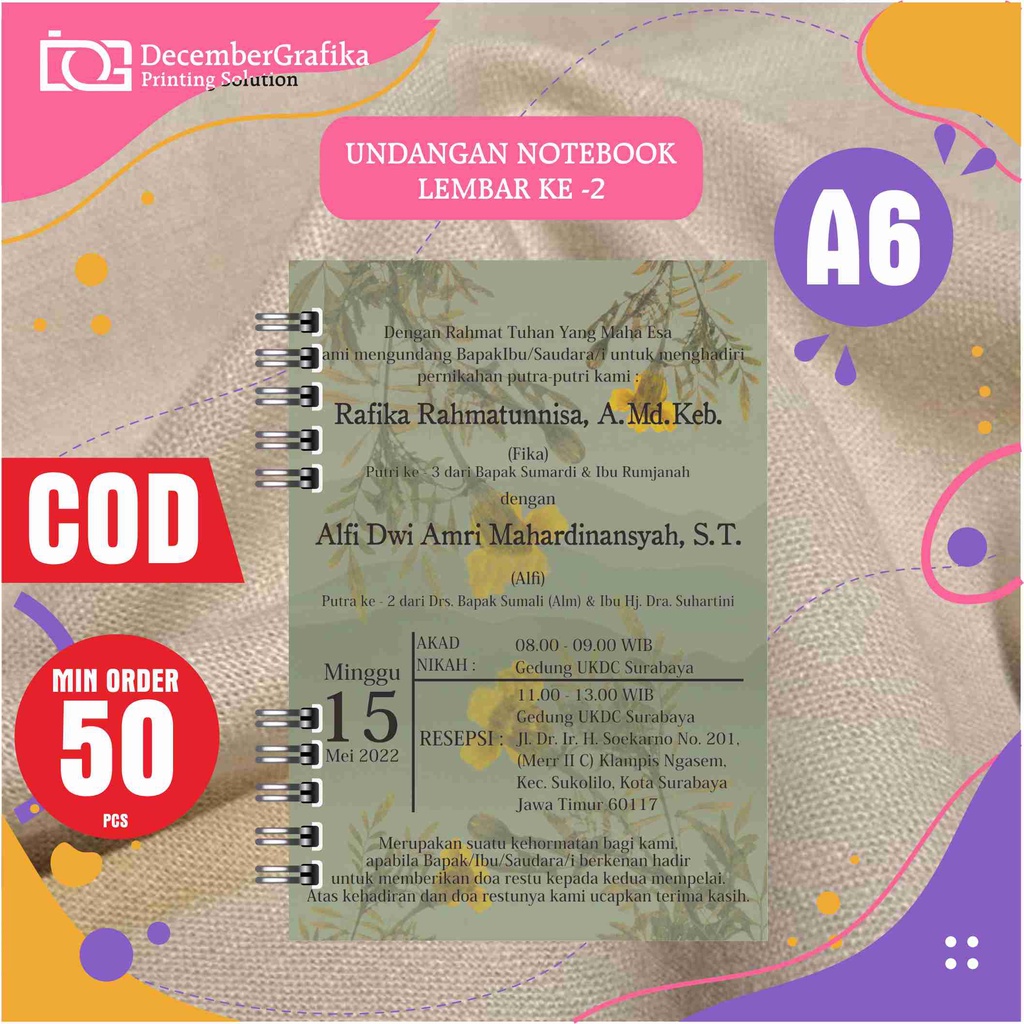 Jual Undangan Notebook A6 Istimewa | Shopee Indonesia