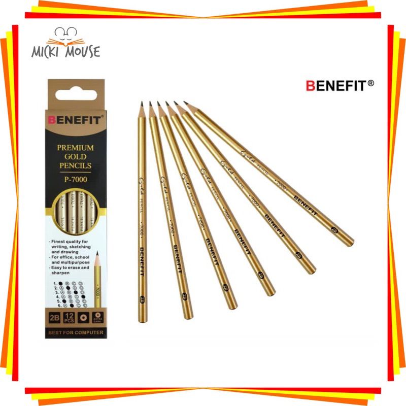 Jual Pensil Tulis 2b Benefit Pensil Warna Pastel Neon Gold Pensil