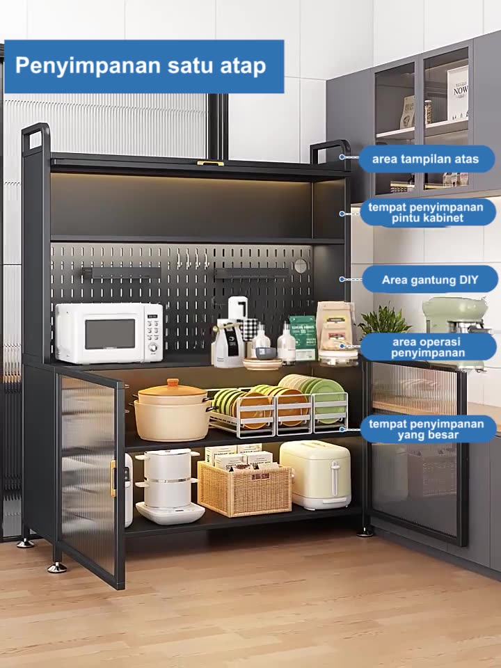Jual Rak Dapur Lemari Dapur Minimalis Dengan Pintu Lemari Piring Lantai ...