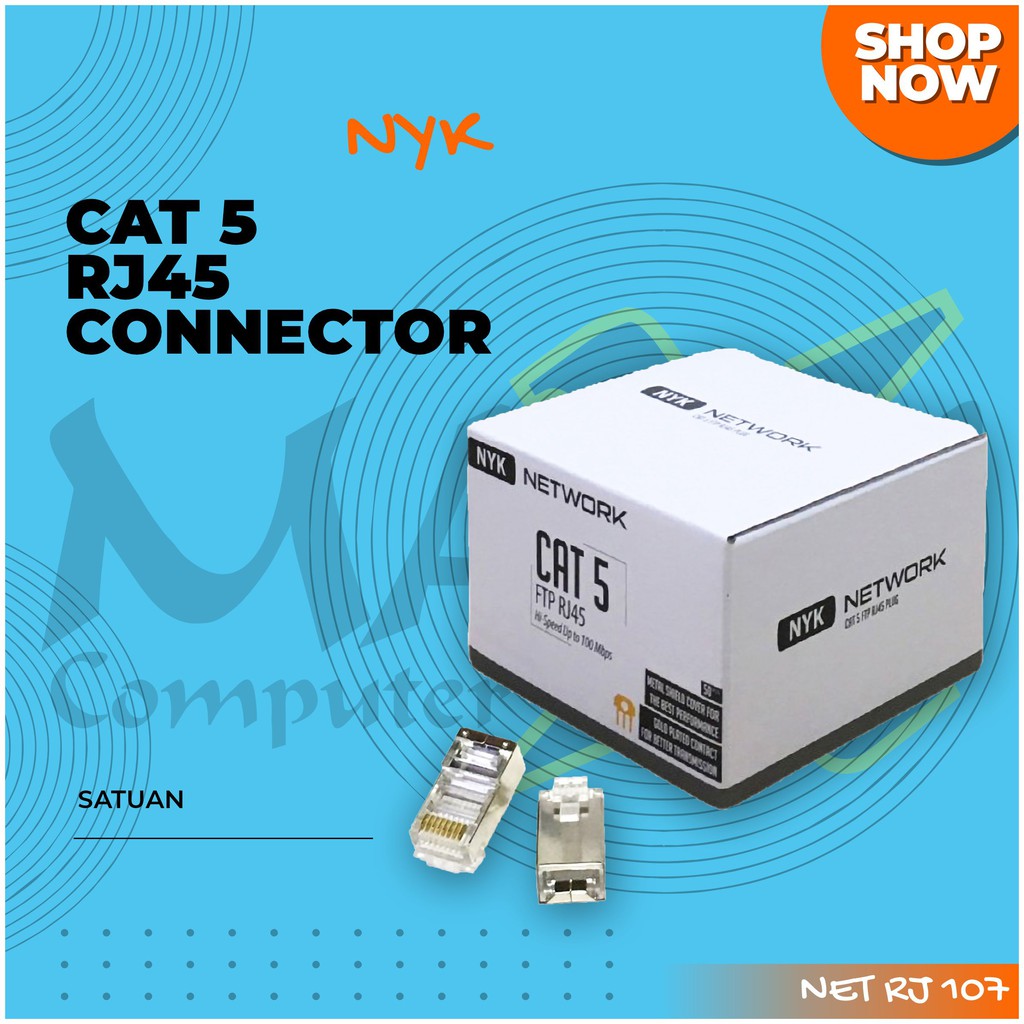 Jual NYK FTP Cat 5 RJ45 Connector Gold Plated Metal Cover Konektor LAN ...