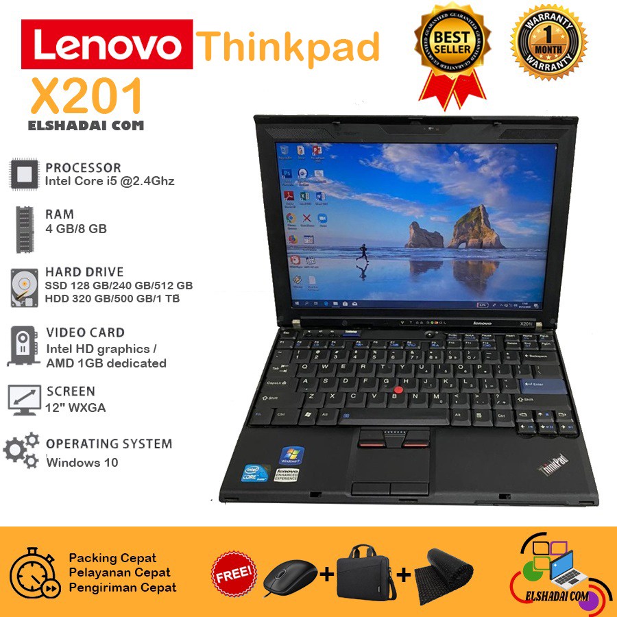 Jual Lenovo thinkpad X201.. core i5. ram 4gb. hdd 320gb. wifi. layar 12 ...