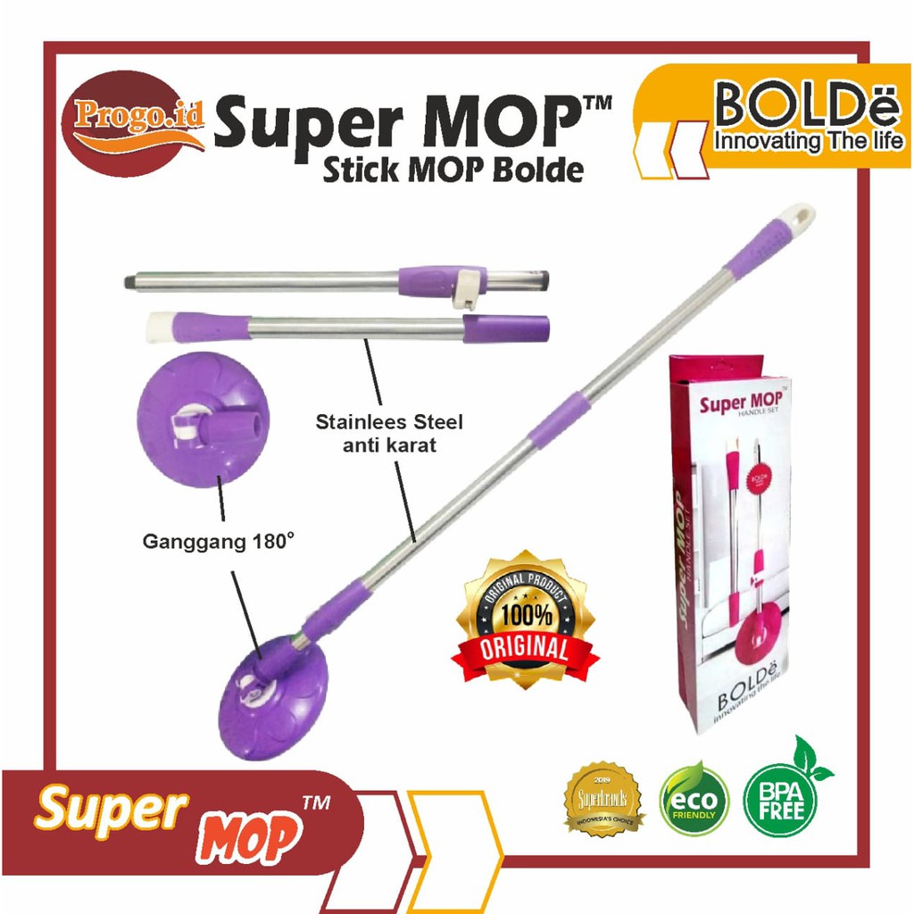 Jual Spare Part Stik Mop Bolde Gagang Pel Putar Super Mop Tongkat Pel Bolde Gagang Pel Super Mop