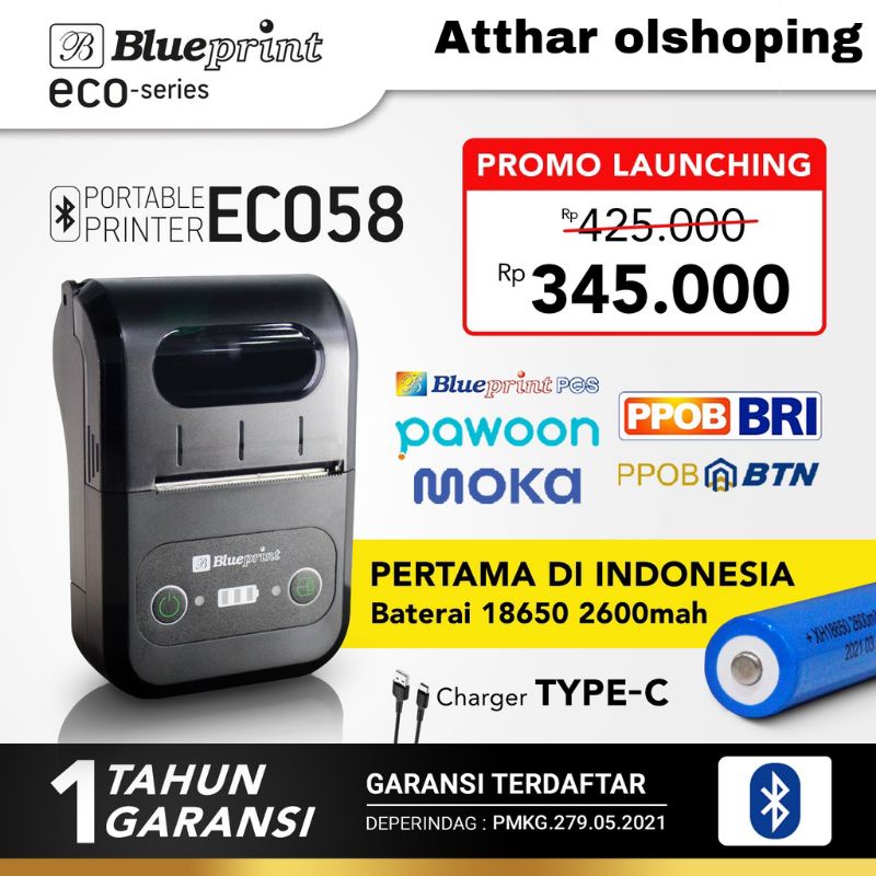 Jual Eco Mini Printer Thermal Bluetooth Struk Nota Kasir Ppob Portable Shopee Indonesia