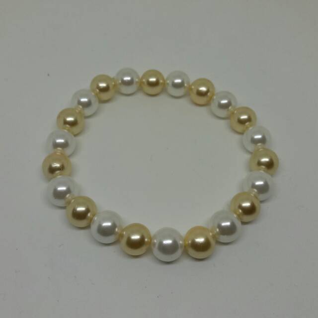 Jual Gelang mutiara shell putih gold all size | Shopee Indonesia