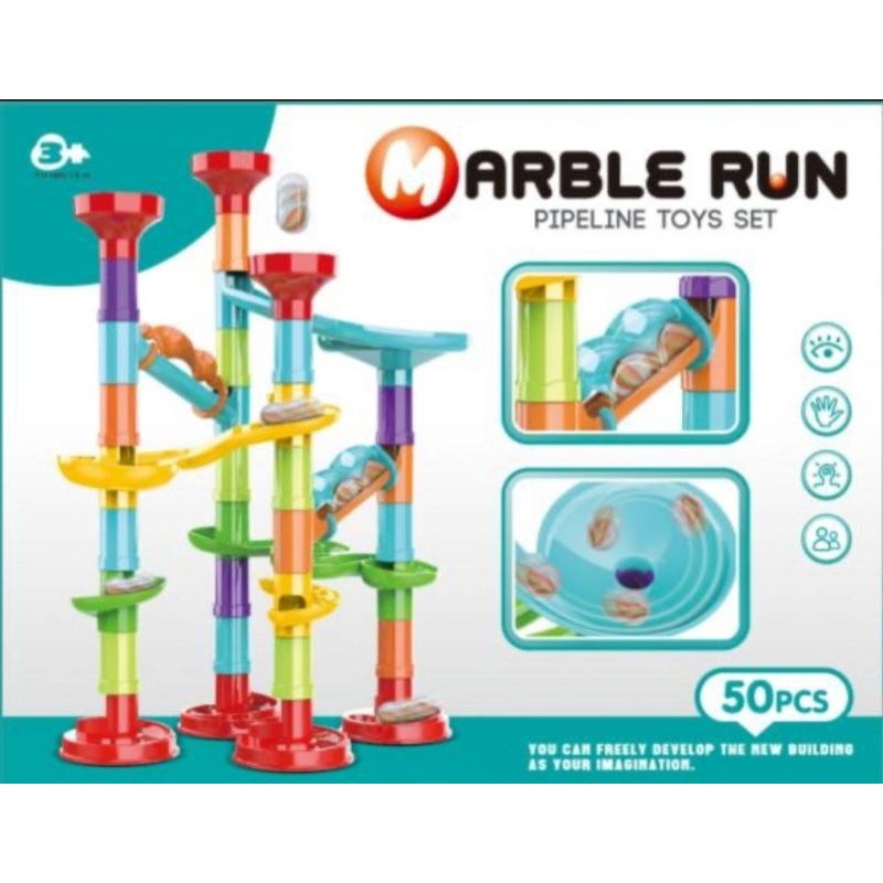 Jual Mainan anak track marble run pipeline toys set 50 pcs puzzle 8033