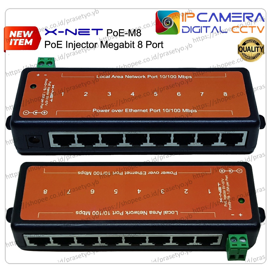Jual POE Injector 8 Port Megabit 10 100 Passive for UBNT Mikrotik CCTV ...