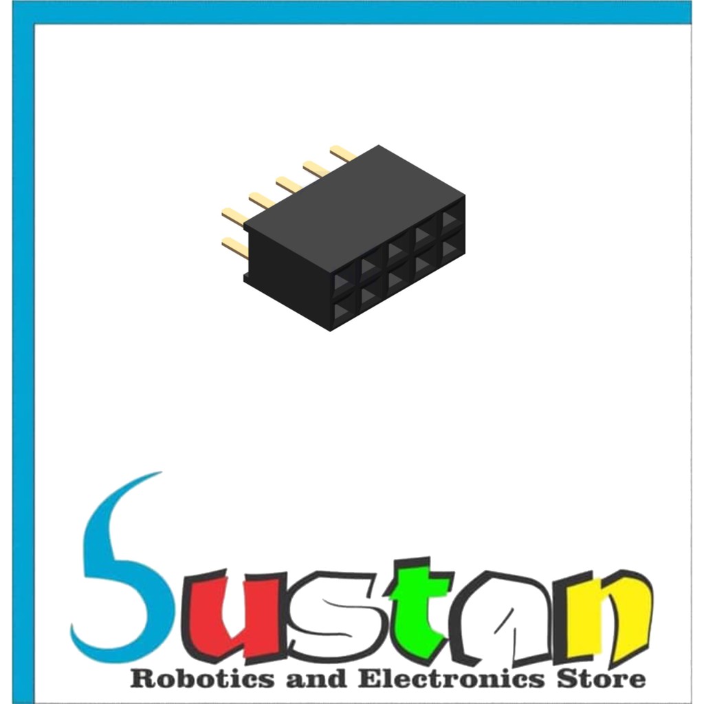 Jual HEADER FEMALE 2X5 10P 2.54MM DOUBLE ROW STRIGHT PIN 2X5 PITCH PCB ...