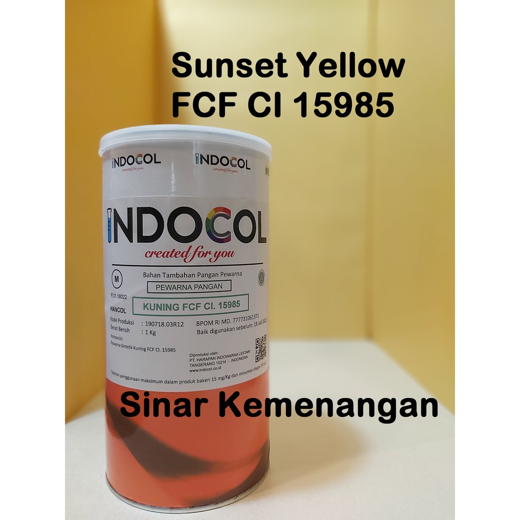 Jual Pewarna makanan INDOCOL Sunset Yellow FCF CI 15985; 1 kg | Shopee ...