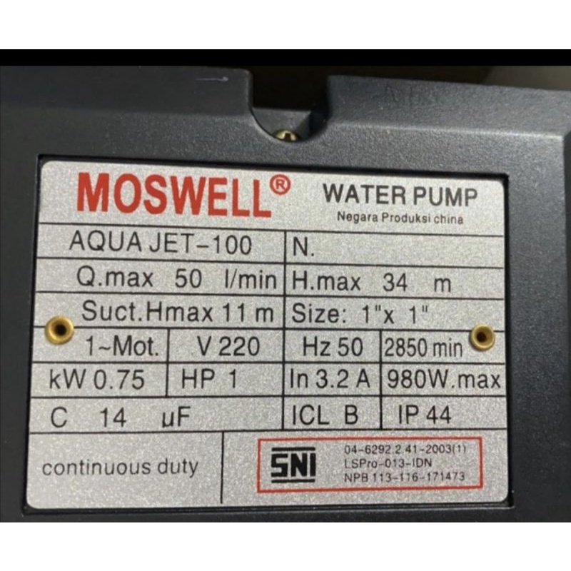 Jual MOSWELL AQUA JET 100 pompa air semi jet stainless steel | Shopee ...