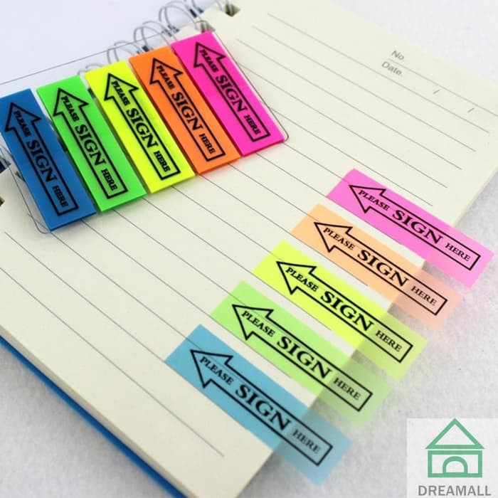 Jual T&J Transparent Flags Sticky Note Sign Here TJ 44-SH 5 Warna - 20 ...