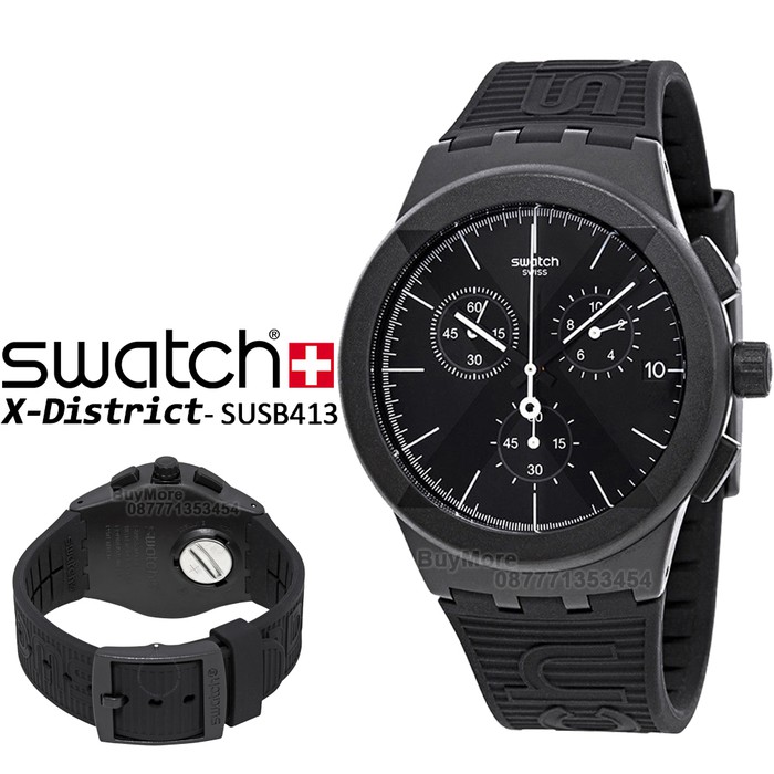 Swatch XDistrict Black SUSB413 Original Jam Tangan Sporty Pria