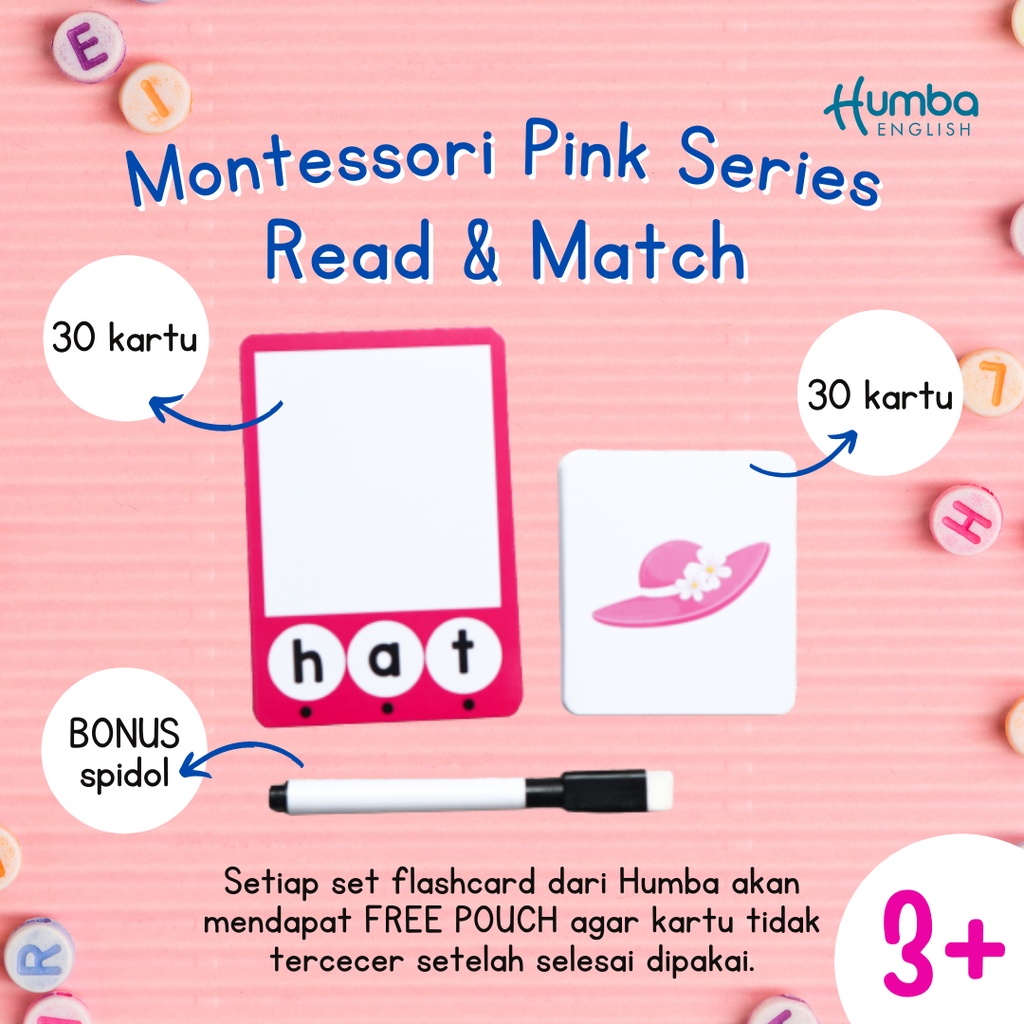 Jual Flashcard Edukasi Anak Montessori Pink Series Bahasa Inggris ...