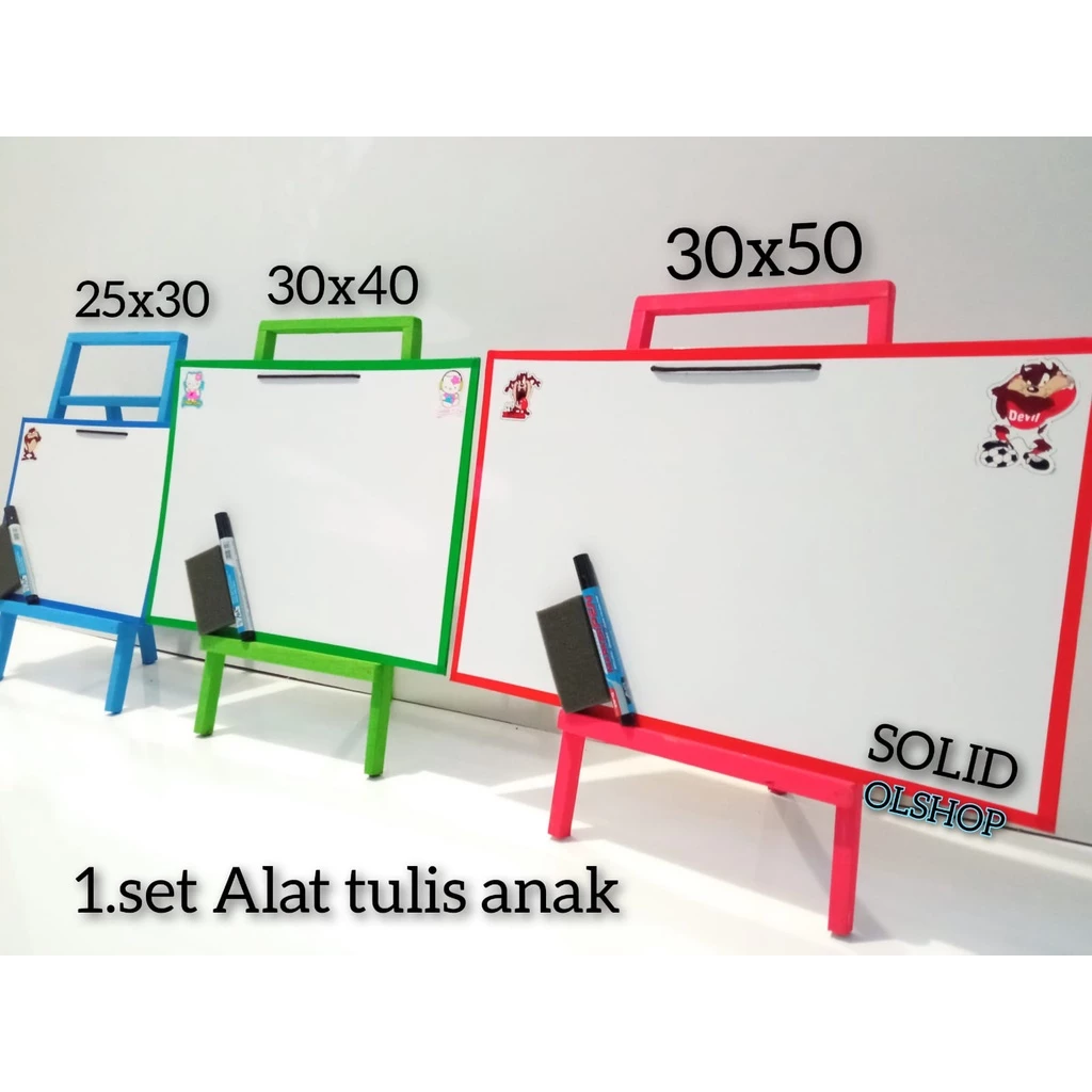 Papan Tulis Anak Whiteboard dengan Penyangga + Spidol & Penghapus