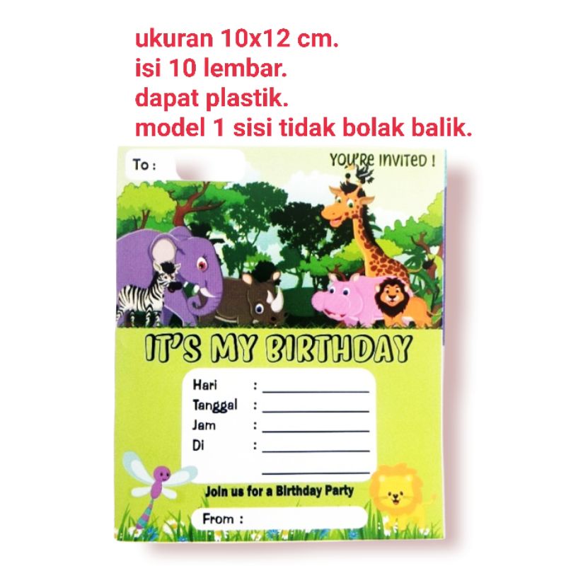 Jual kartu undangan ulang tahun happy birthday ultah karakter animal