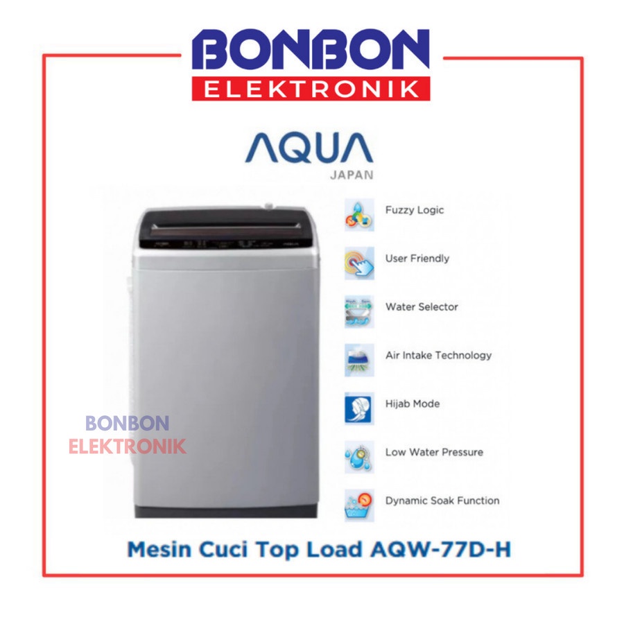 Jual AQUA Mesin Cuci Top Loading 1 Tabung 7KG AQW-77D-H (BK) / AQW 77DH ...